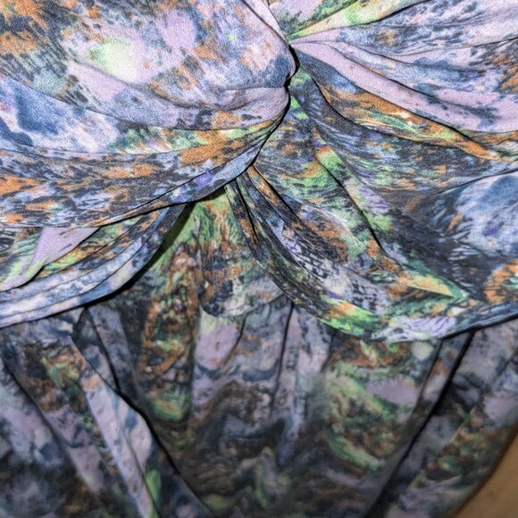 CATHERINE MALANDRINO Silk Sleeveless Dress Size 10 Sheath Knee Length V Neck Zip - Picture 7 of 13